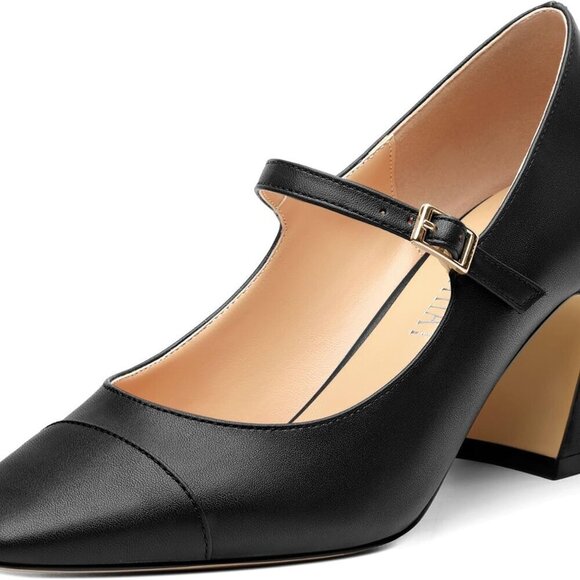 Shoes - Women's Patent Mary Janes Block Chunky Heels 2.5 Inch Work Dress Shoes
